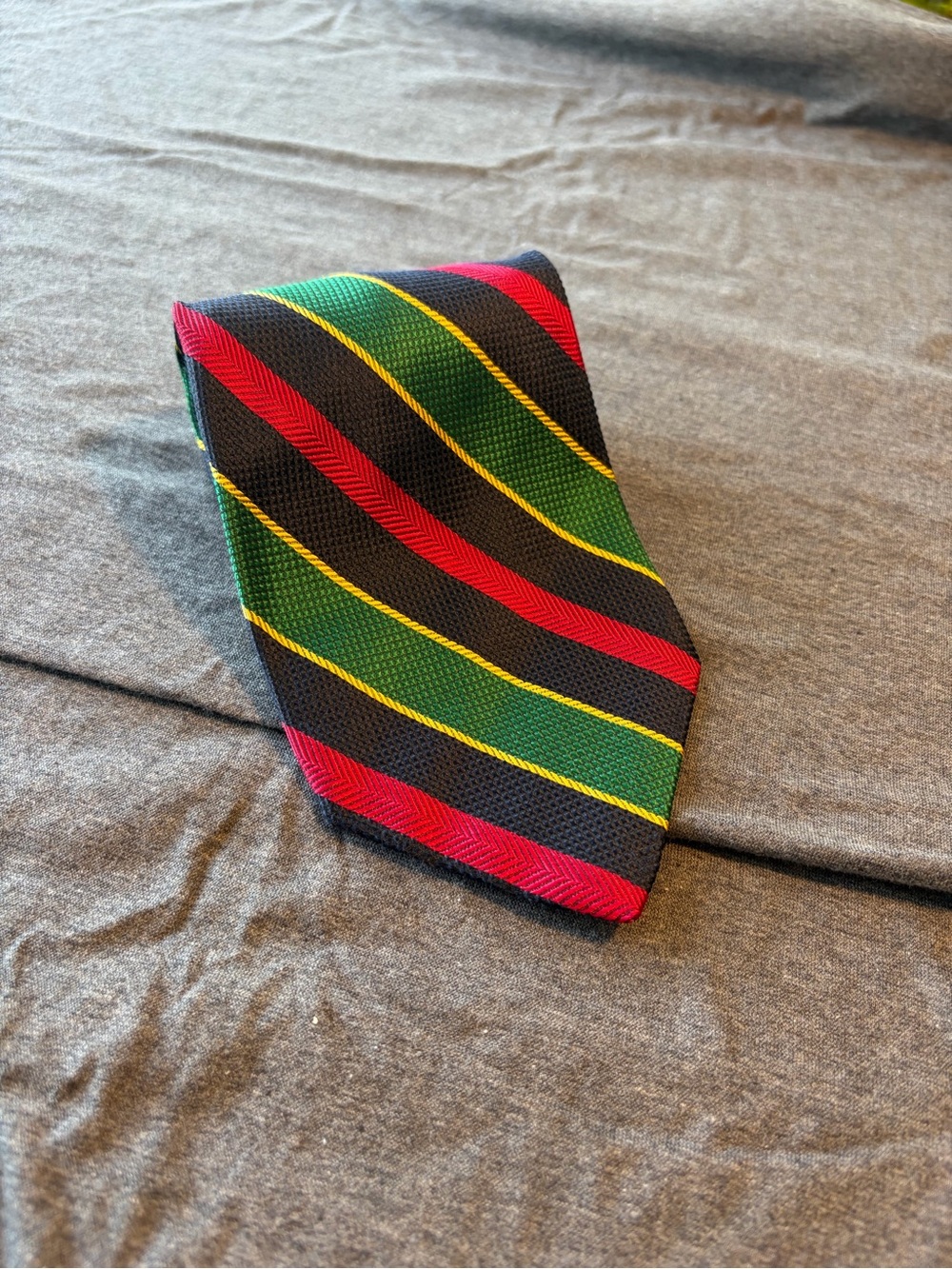 Stafford Vintage Striped Men's Tie in Black, Red & Green. Made in Italy.